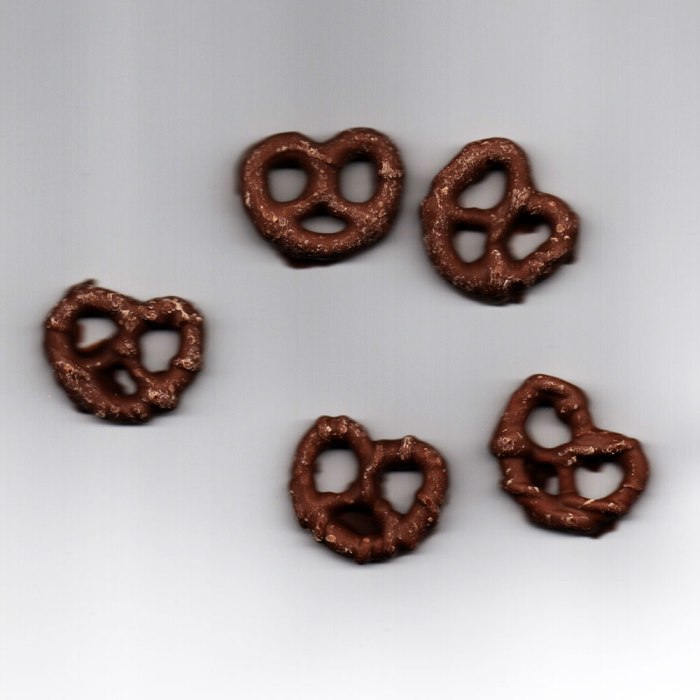 Scan of milk chocolate-covered pretzels.